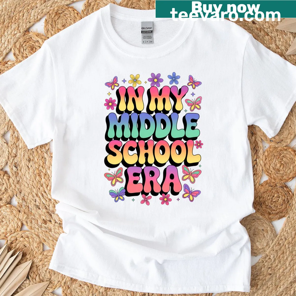 Playful illustration on back to school middle school t-shirt — on a men's t-shirt