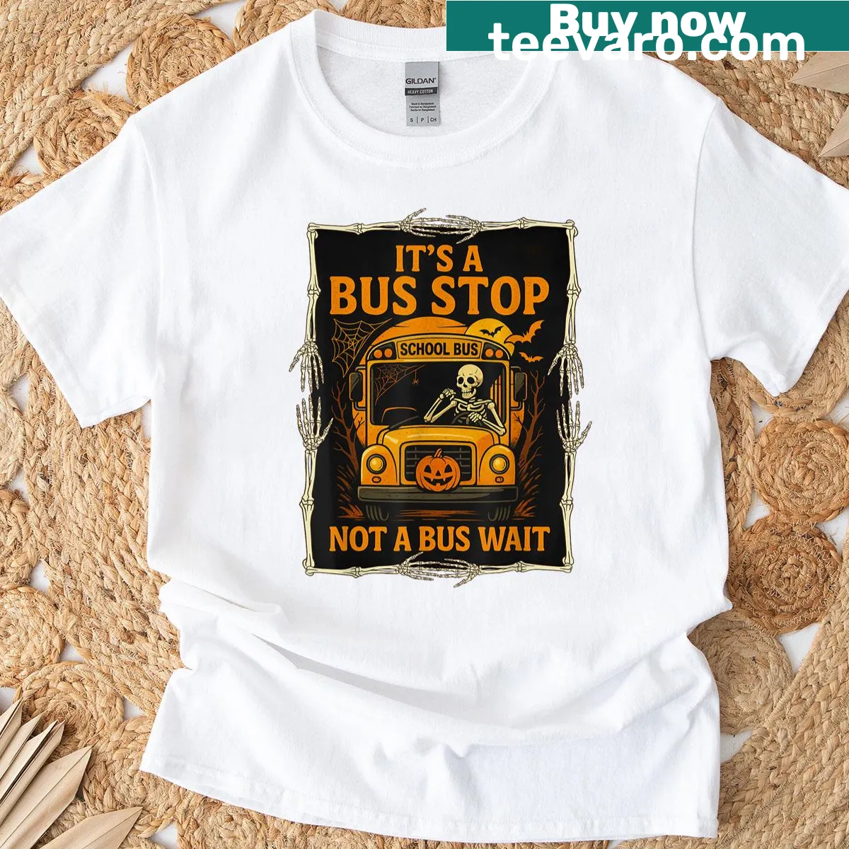 Funny Halloween shirt for bus drivers with humorous text — on a men's t-shirt