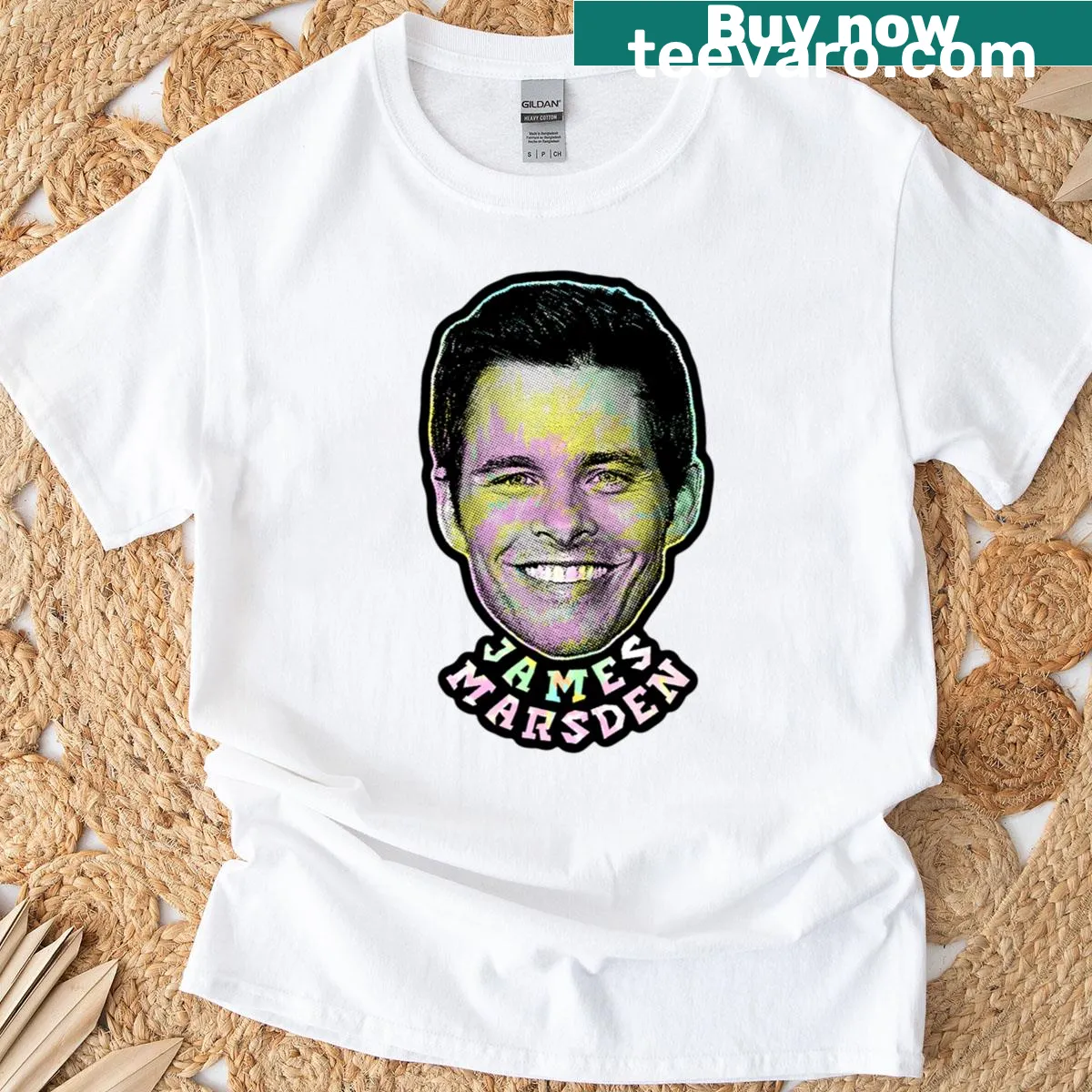 T-shirt with 'James Marsden Seems Nice' text design. — on a men's t-shirt