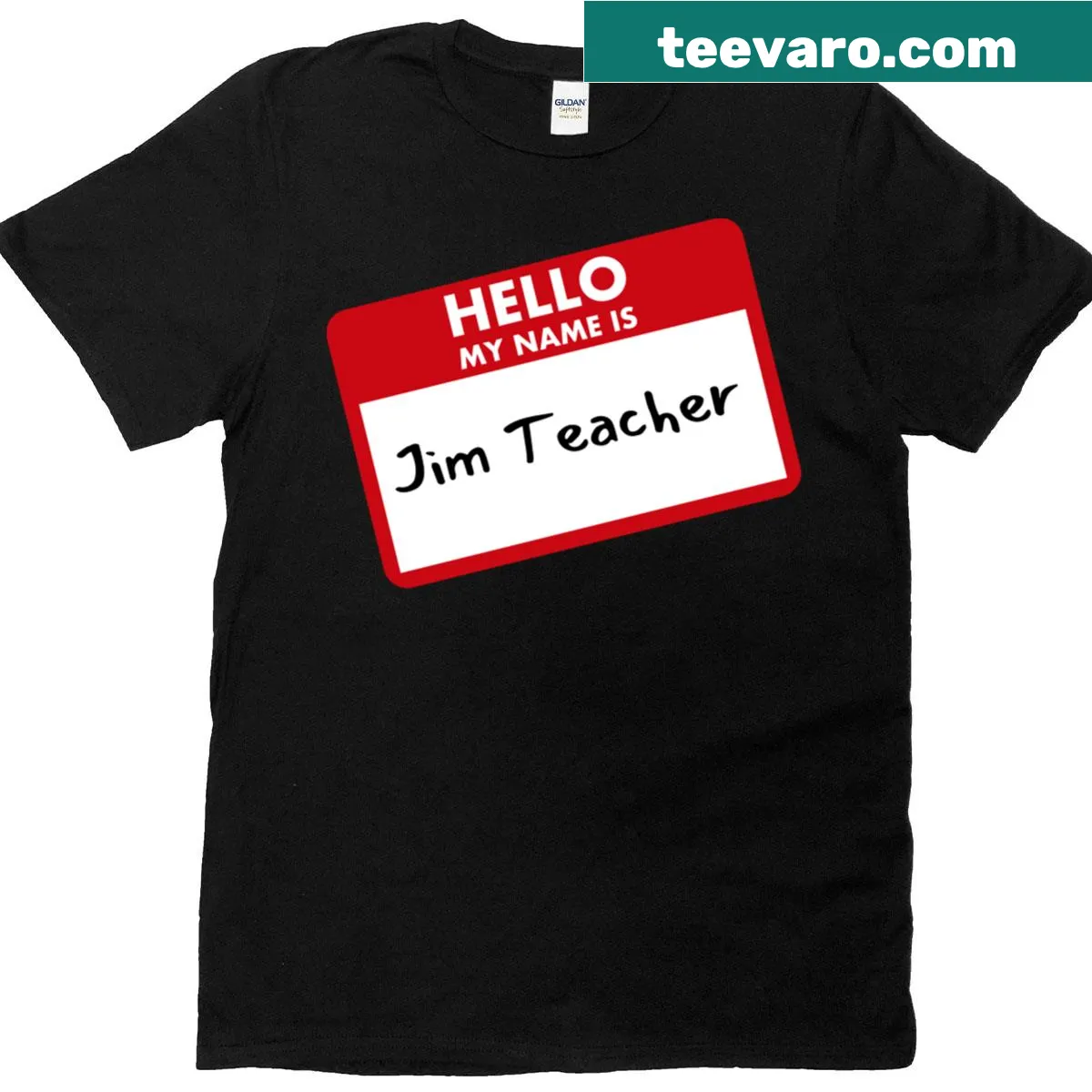 Playful T-shirt for teachers featuring the name Jim. — on a men's t-shirt