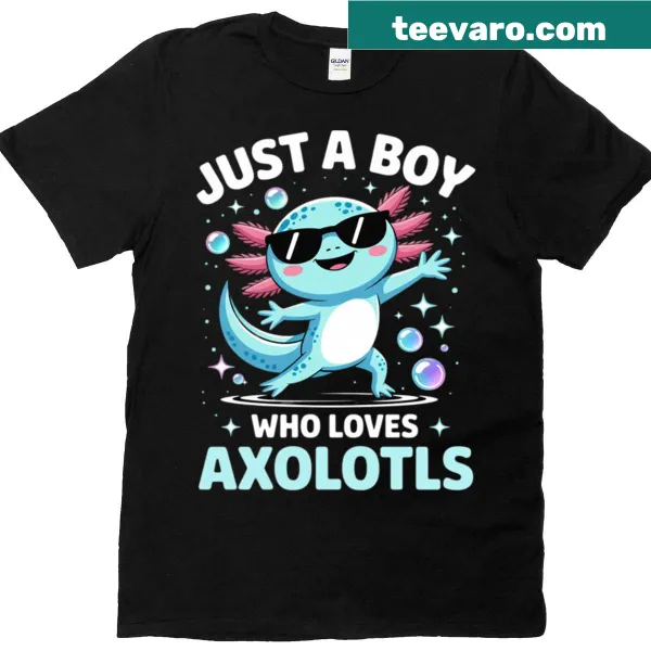 Cute dabbing axolotl cartoon t-shirt for kids