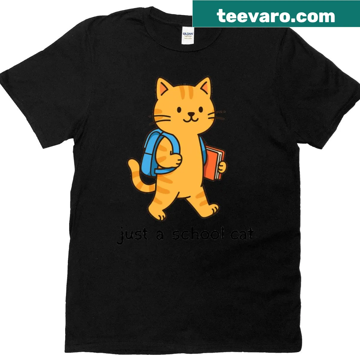 Shirt featuring a school cat design for teachers — on a men's t-shirt