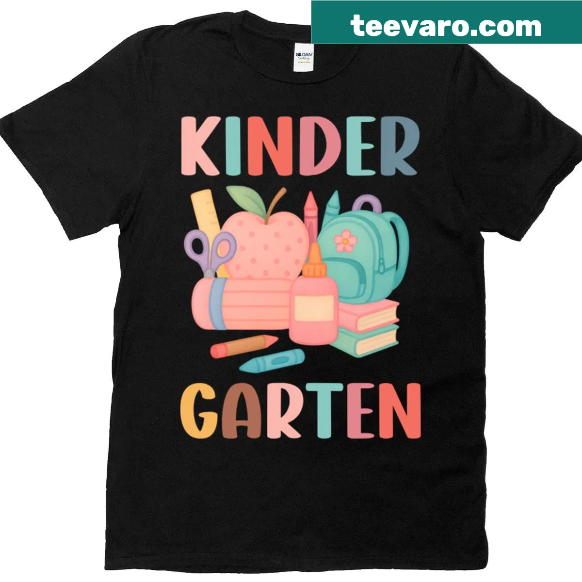 Cute kindergarten-themed back-to-school t-shirt for teachers — on a men's t-shirt