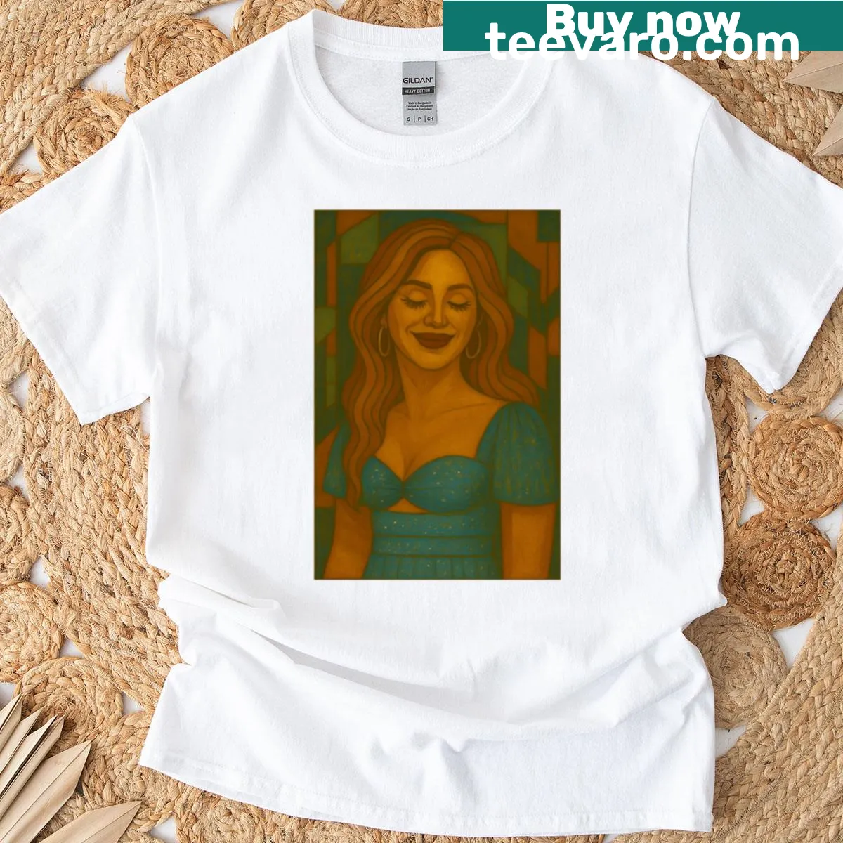 Cubist pencil style portrait drawing t-shirt inspired by Coachella — on a men's t-shirt
