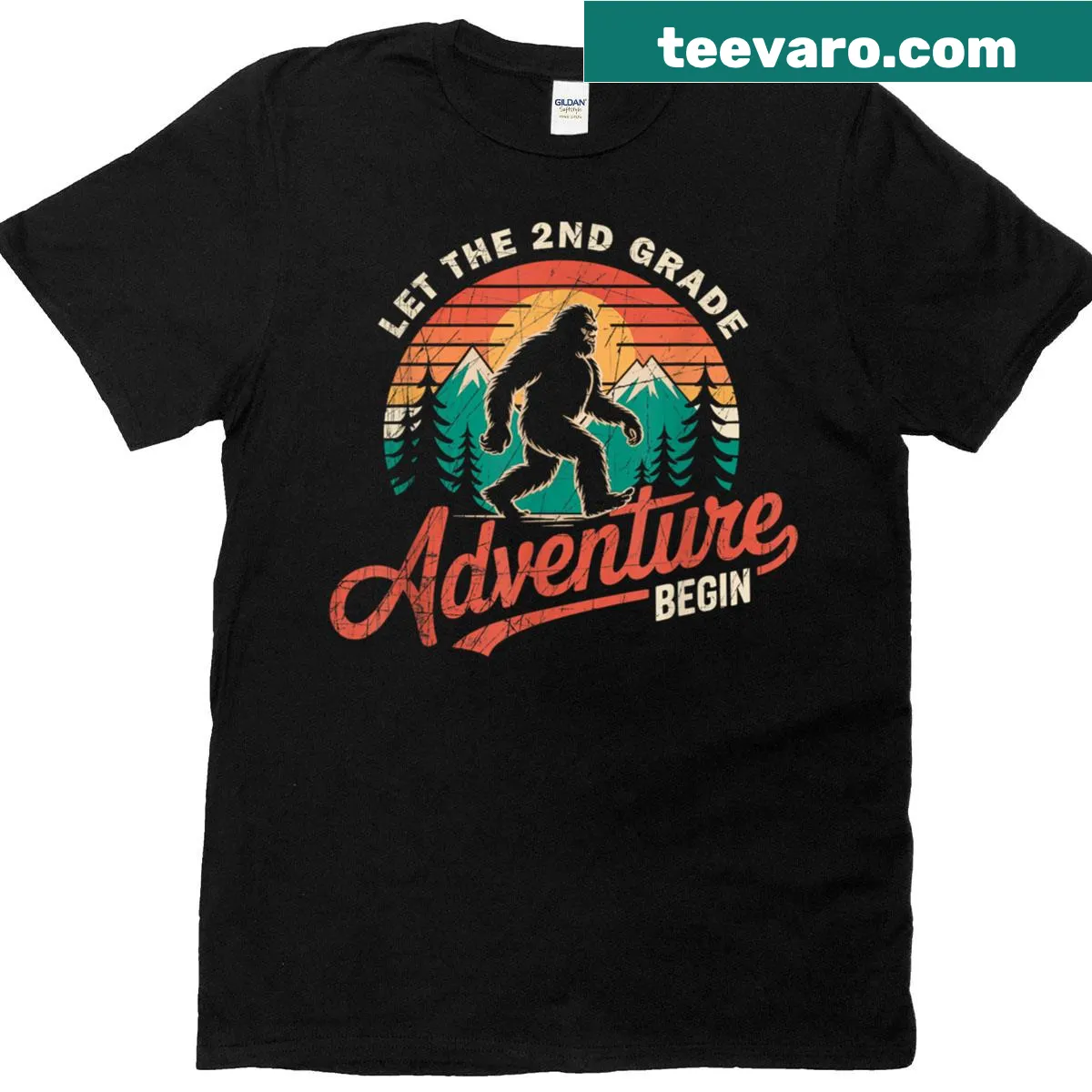 Playful Bigfoot illustration on a T-shirt for kids going back to school — on a men's t-shirt