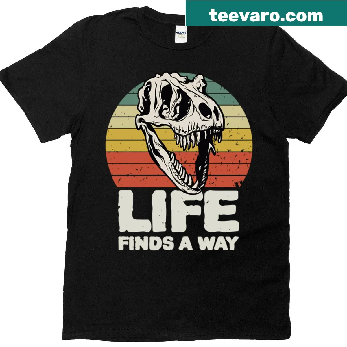 Fossil graphic with a quote from Dr. Ian Malcolm on a t-shirt. — on a men's t-shirt
