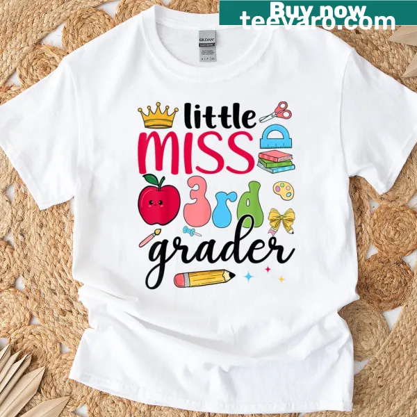 Cute Little Miss character on a 3rd grader T-shirt for girls