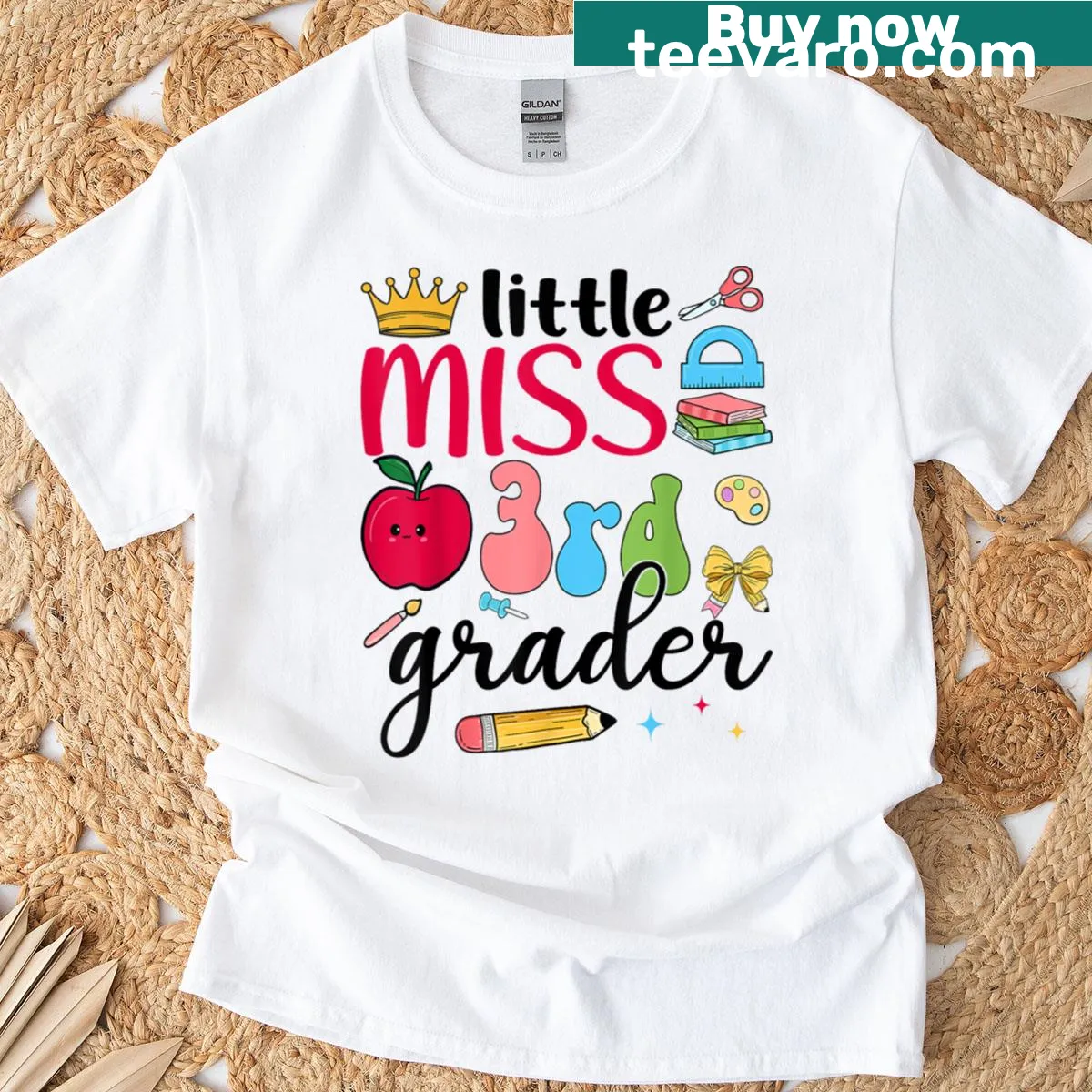 Cute Little Miss character on a 3rd grader T-shirt for girls — on a men's t-shirt