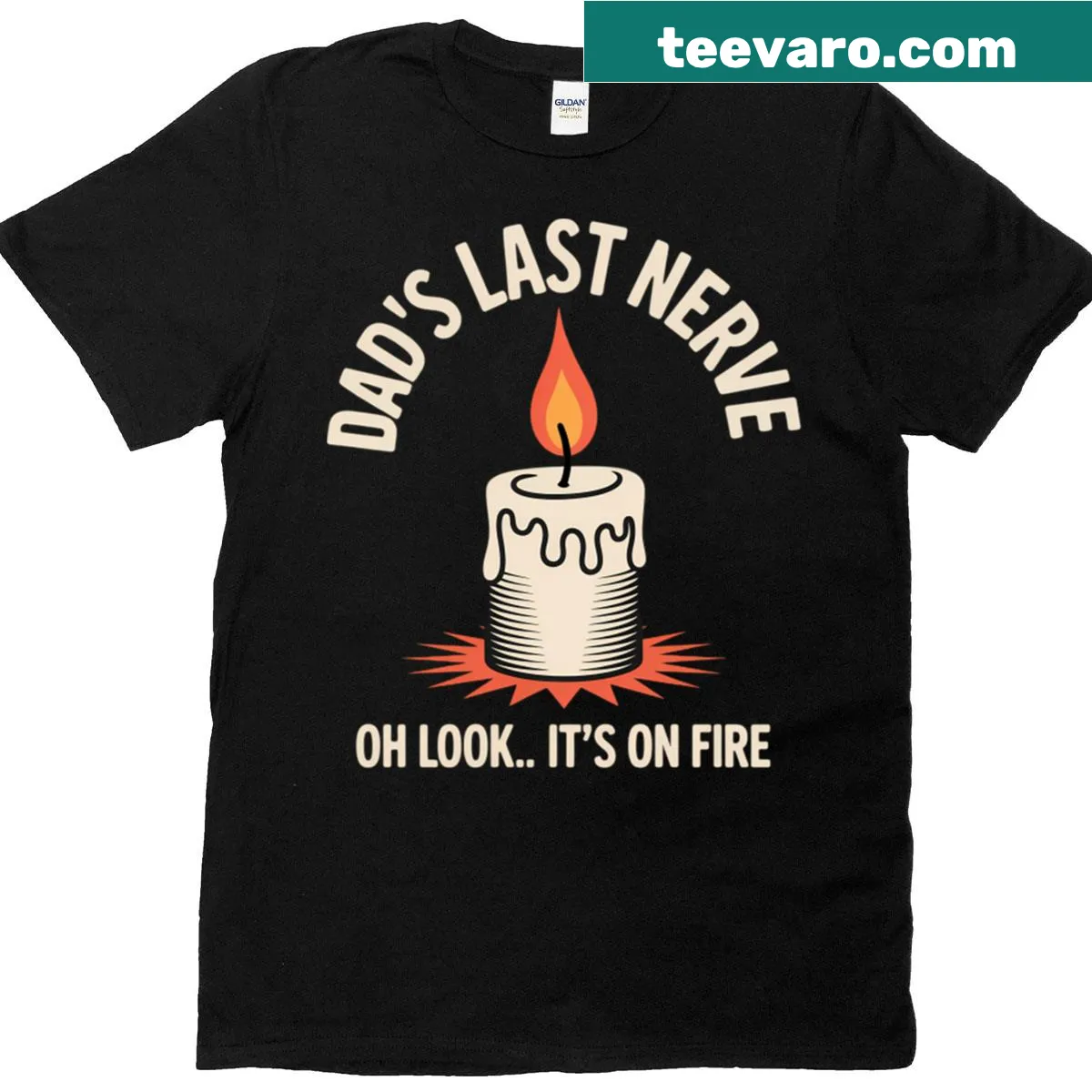 Typography t-shirt with the phrase Look My Dads Last Nerve — on a men's t-shirt