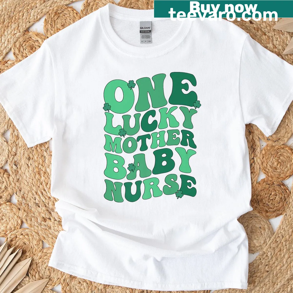 Lucky Mother Baby Nurse text design on a T-shirt — on a men's t-shirt