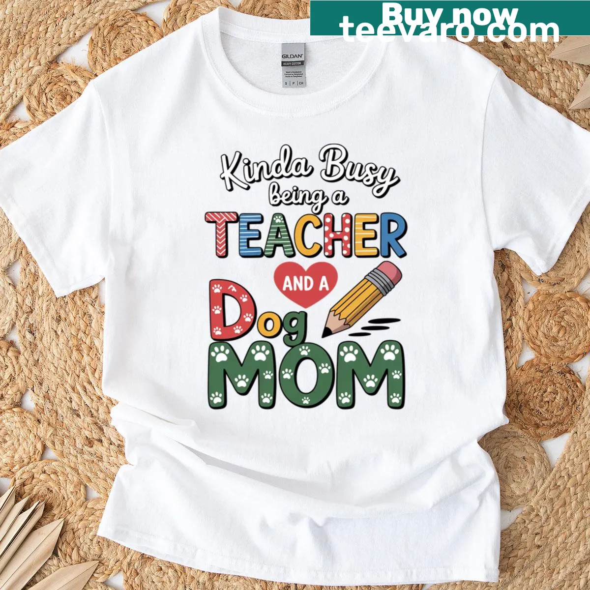 Illustrated T-shirt celebrating dog-loving teachers for Mother's Day. — on a men's t-shirt