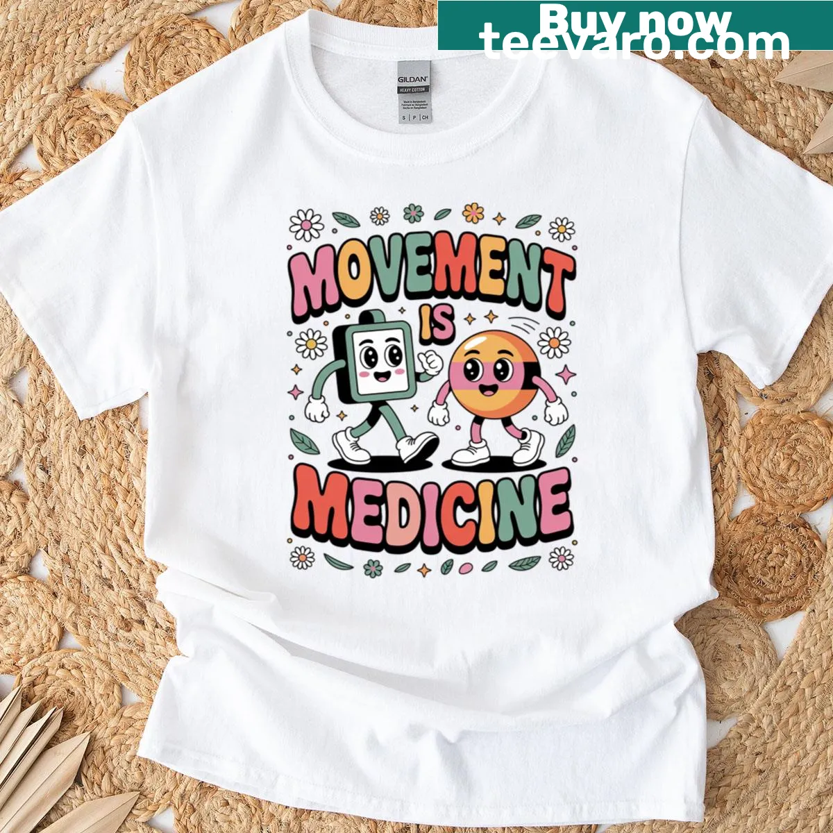 Typography shirt displaying 'Movement Is Medicine' for physical therapy. — on a men's t-shirt