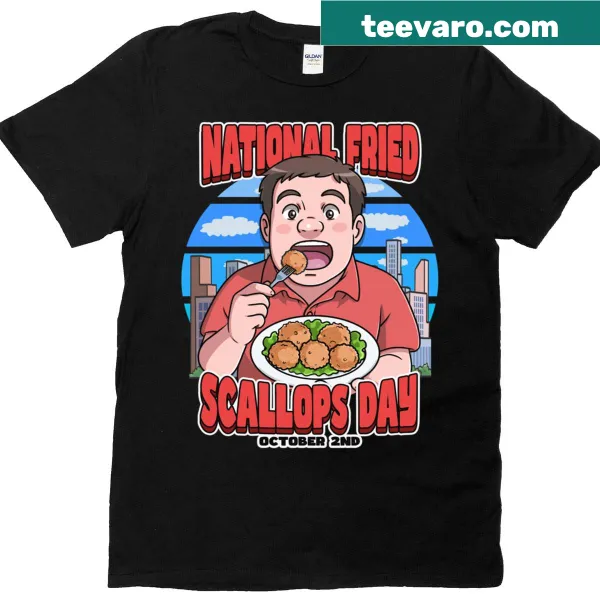 Food-themed t-shirt celebrating National Fried Scallops Day