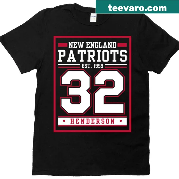 New England Henderson 32 football player t-shirt design featuring his name