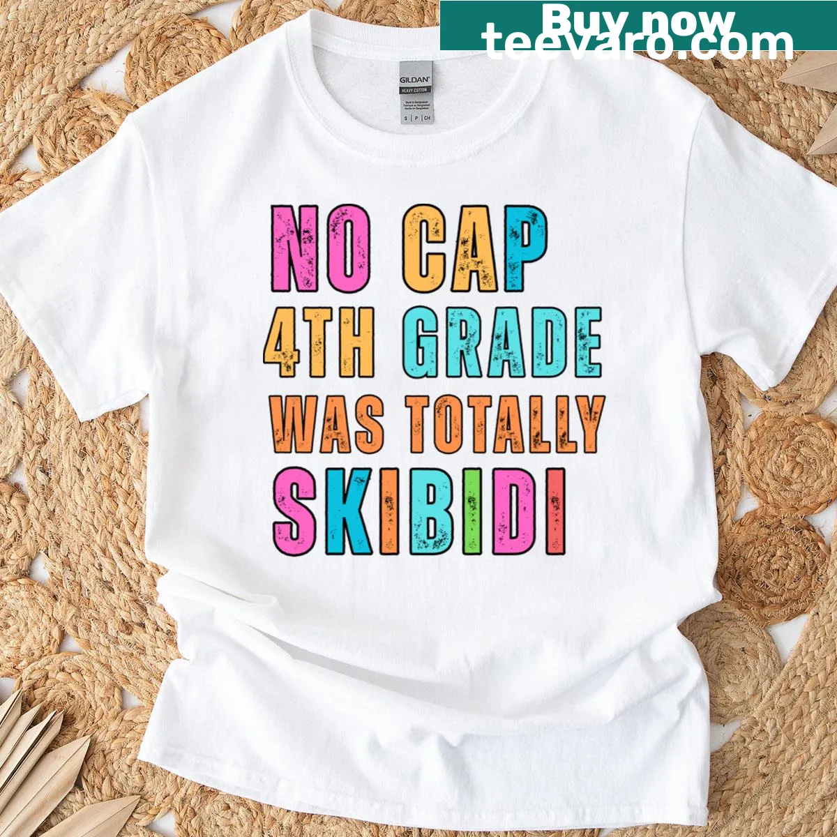 Playful 'No Cap' design on a 4th grade t-shirt — on a men's t-shirt