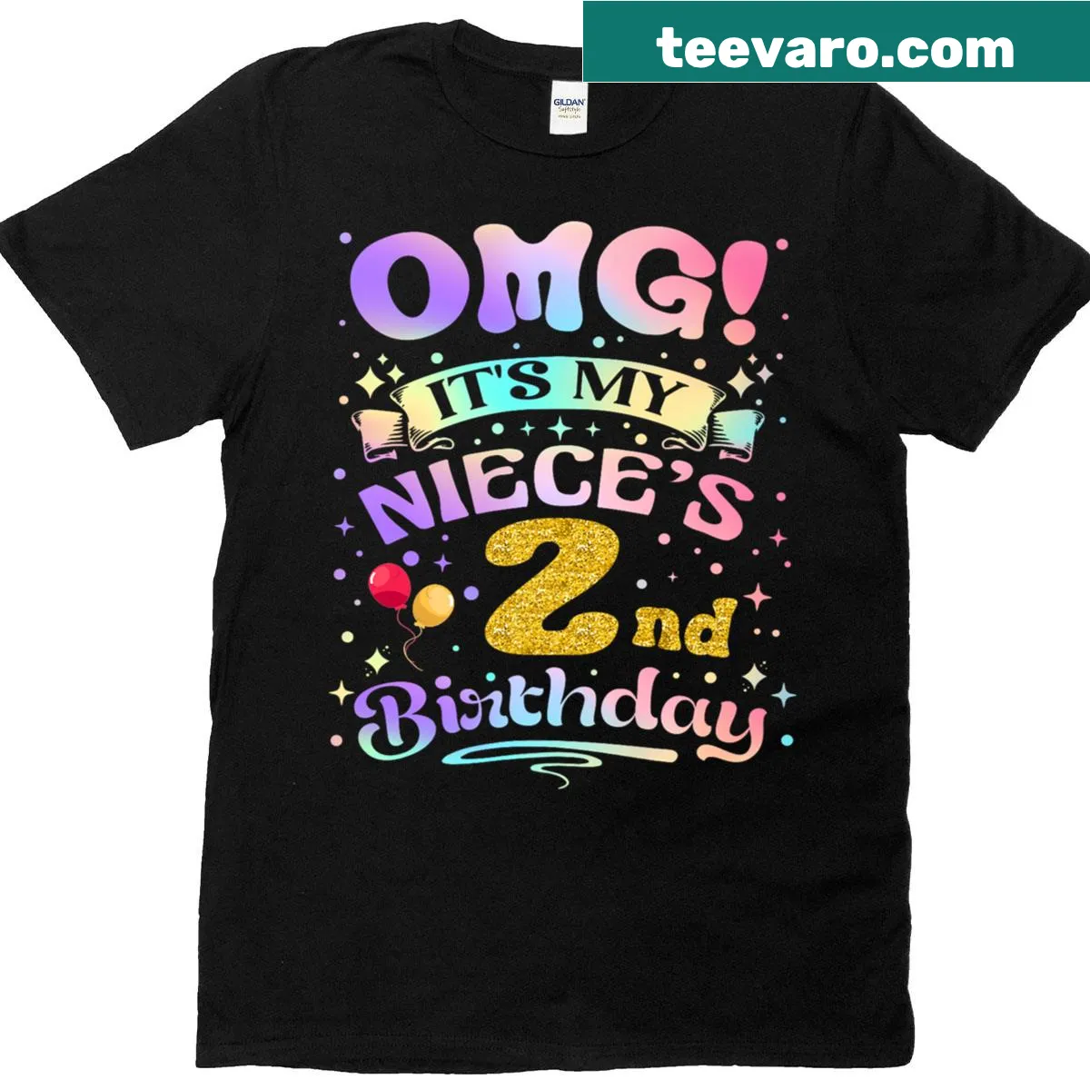 Cute birthday t-shirt for niece celebrating her 2nd birthday — on a men's t-shirt