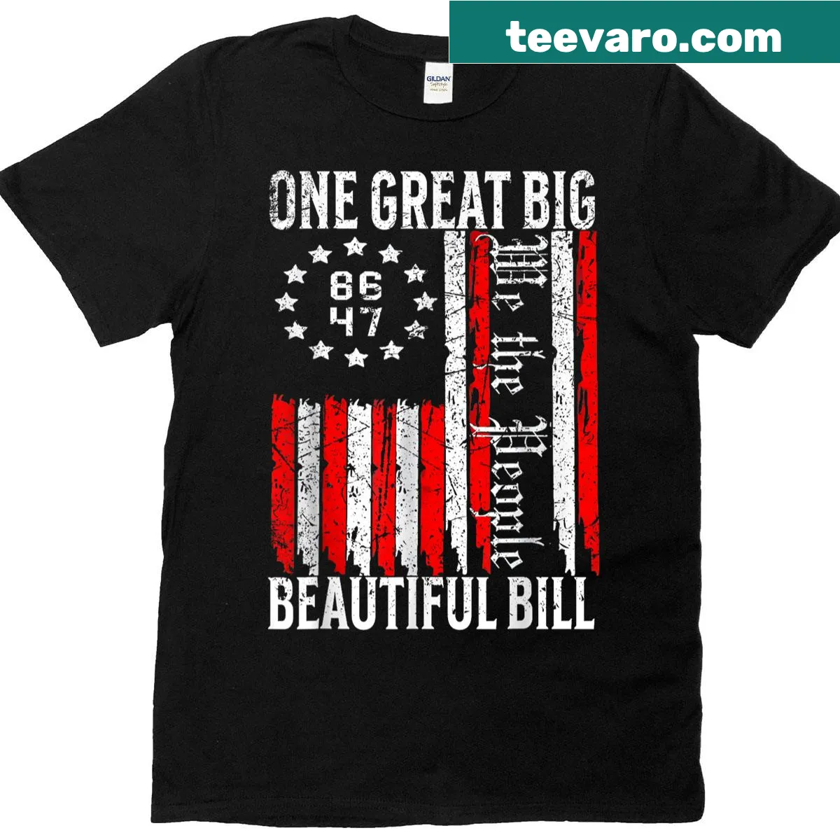Patriotic T-shirt featuring US flag and 'We the People' text — on a men's t-shirt