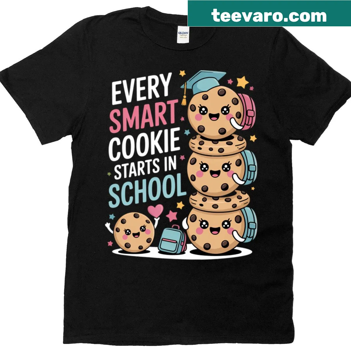 Illustrated T-shirt featuring a smart cookie for kids' first grade — on a men's t-shirt