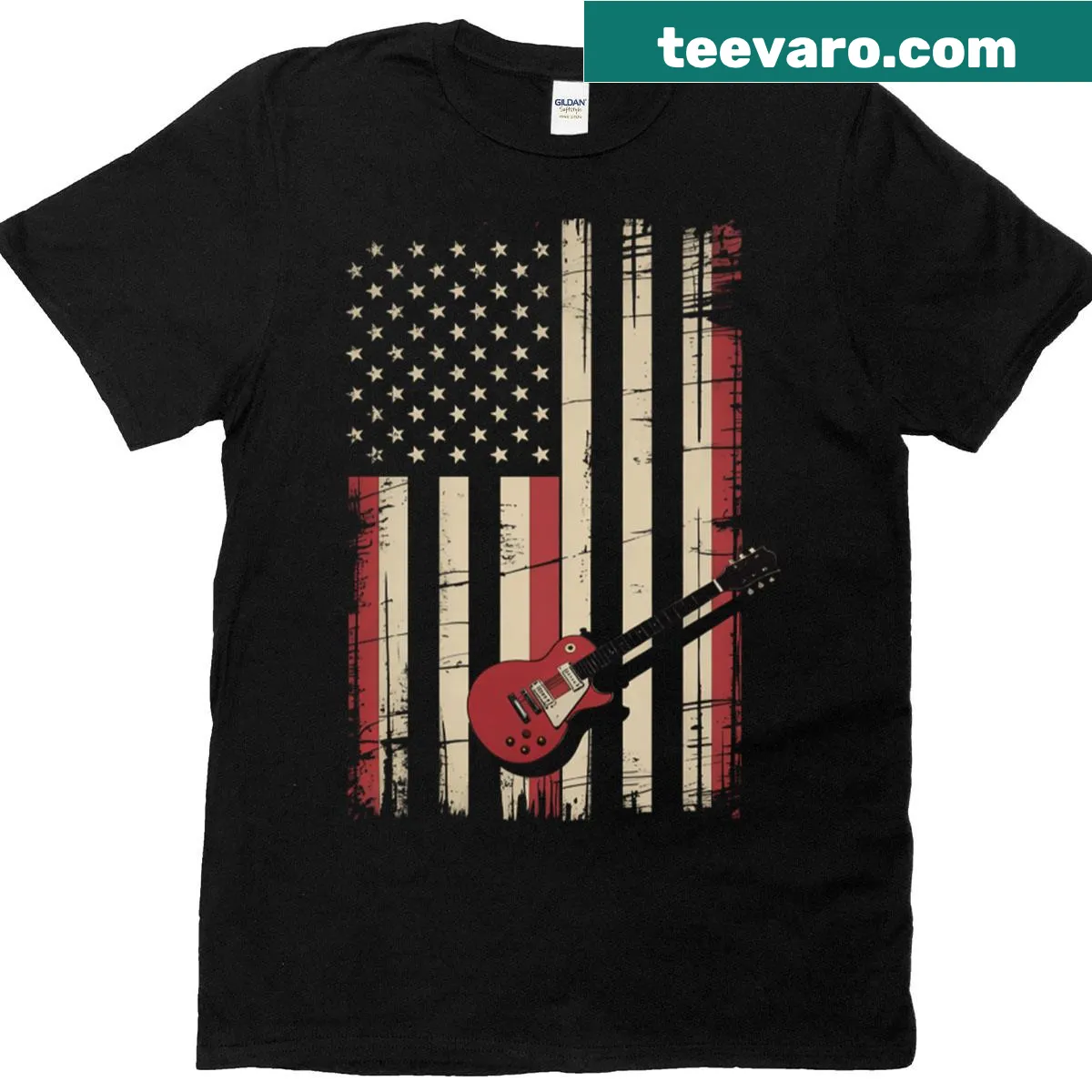 T-shirt for cancer awareness with American flag graphic — on a men's t-shirt