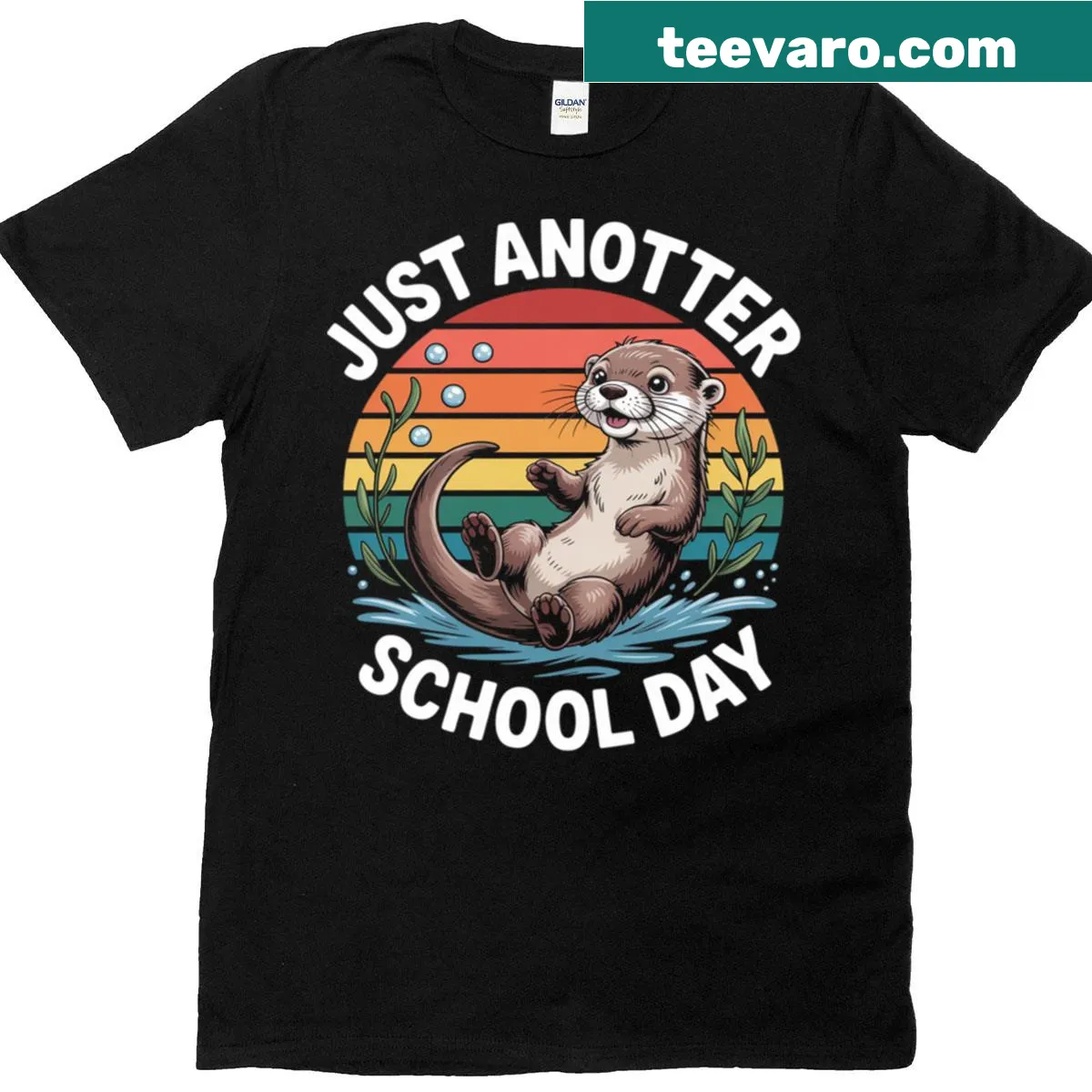 Cute kids T-shirt with otter graphic and pun 'Otter Just Anotter' — on a men's t-shirt
