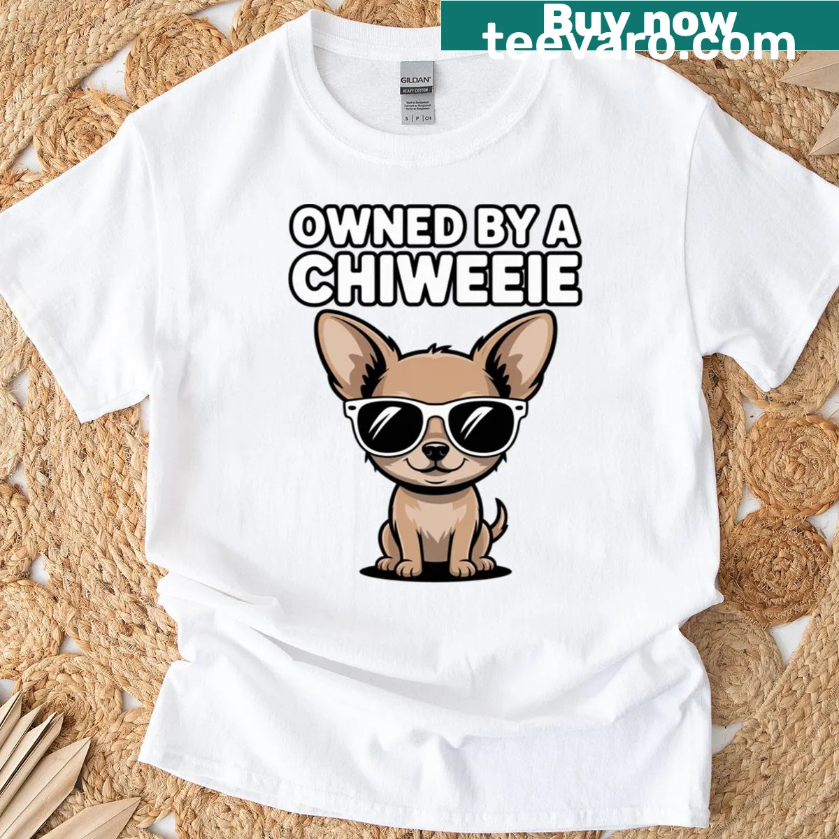 Cute Chiweenie illustration with a heartwarming phrase — on a men's t-shirt