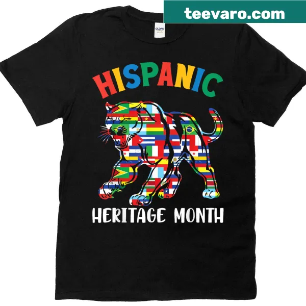 Panther graphic with Latin American flags for heritage celebration