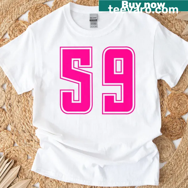 Junior college sports T-shirt featuring number 59 design.