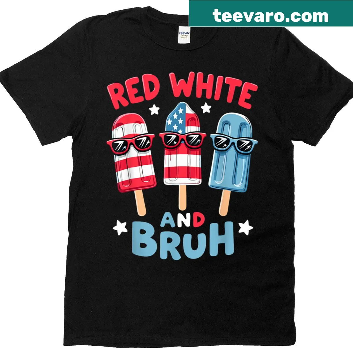 Popsicle graphic t-shirt in American flag pattern for 4th of July — on a men's t-shirt