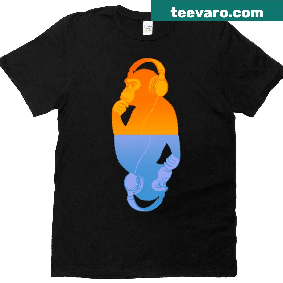 Abstract design with monkey and headphones on a T-shirt. — on a men's t-shirt