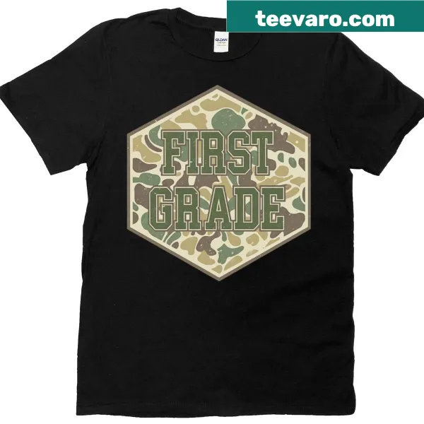 Retro camo design perfect for boys' back-to-school t-shirt.
