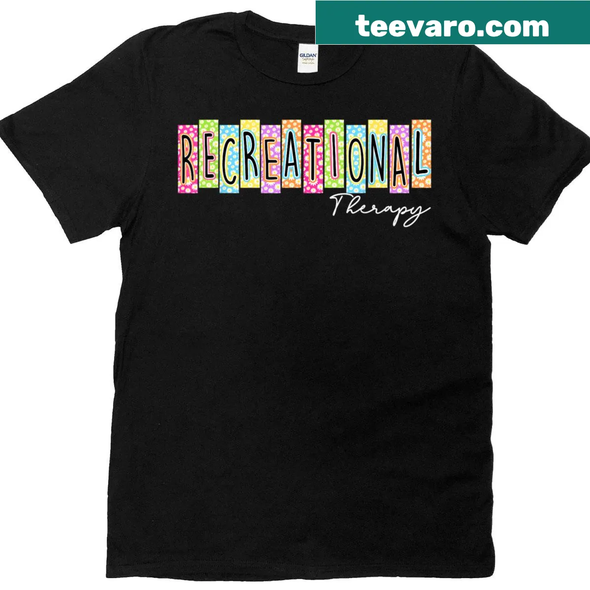 Illustrated T-shirt with a retro recreational therapy graphic — on a men's t-shirt