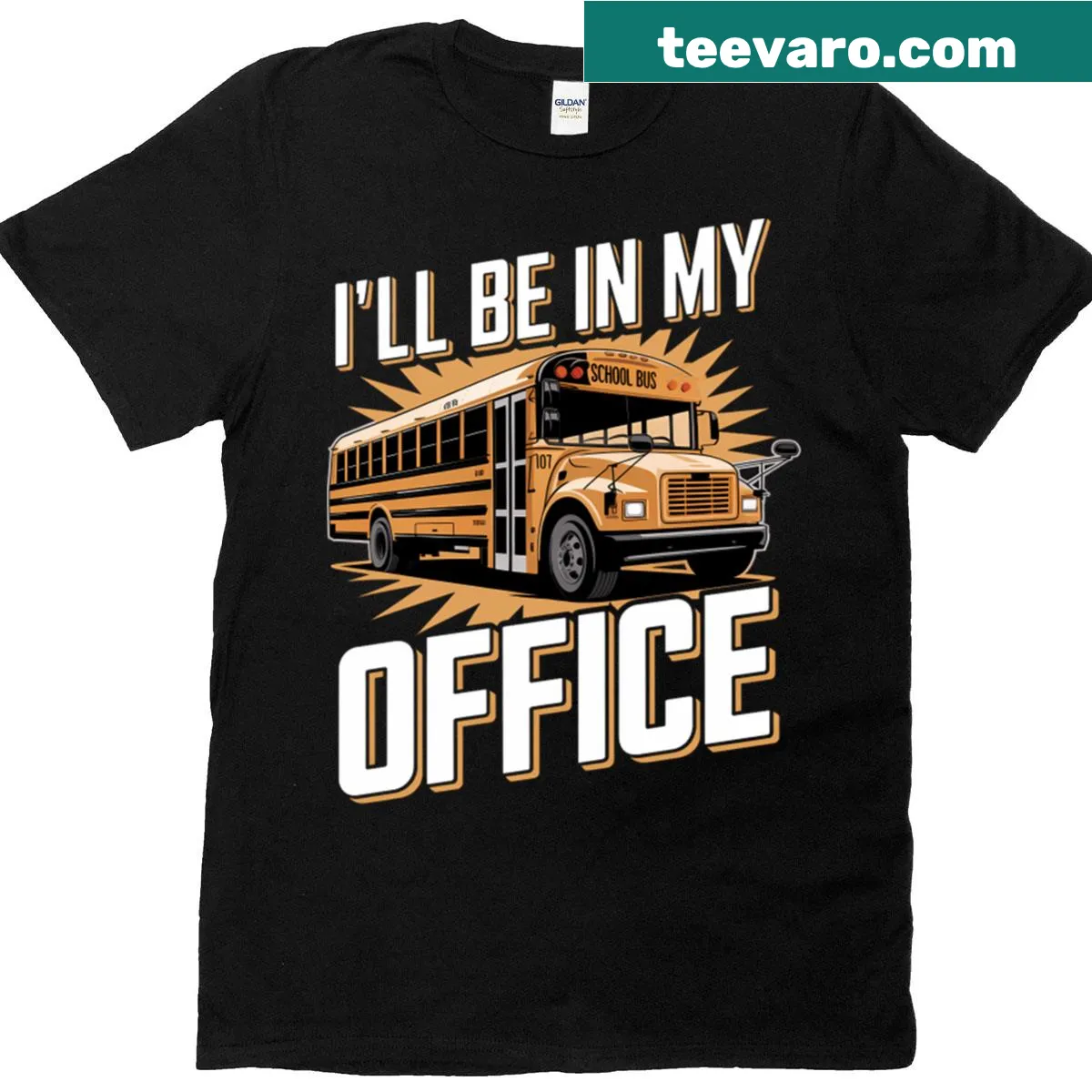 Playful School Bus Driver text with a fun graphic — on a men's t-shirt