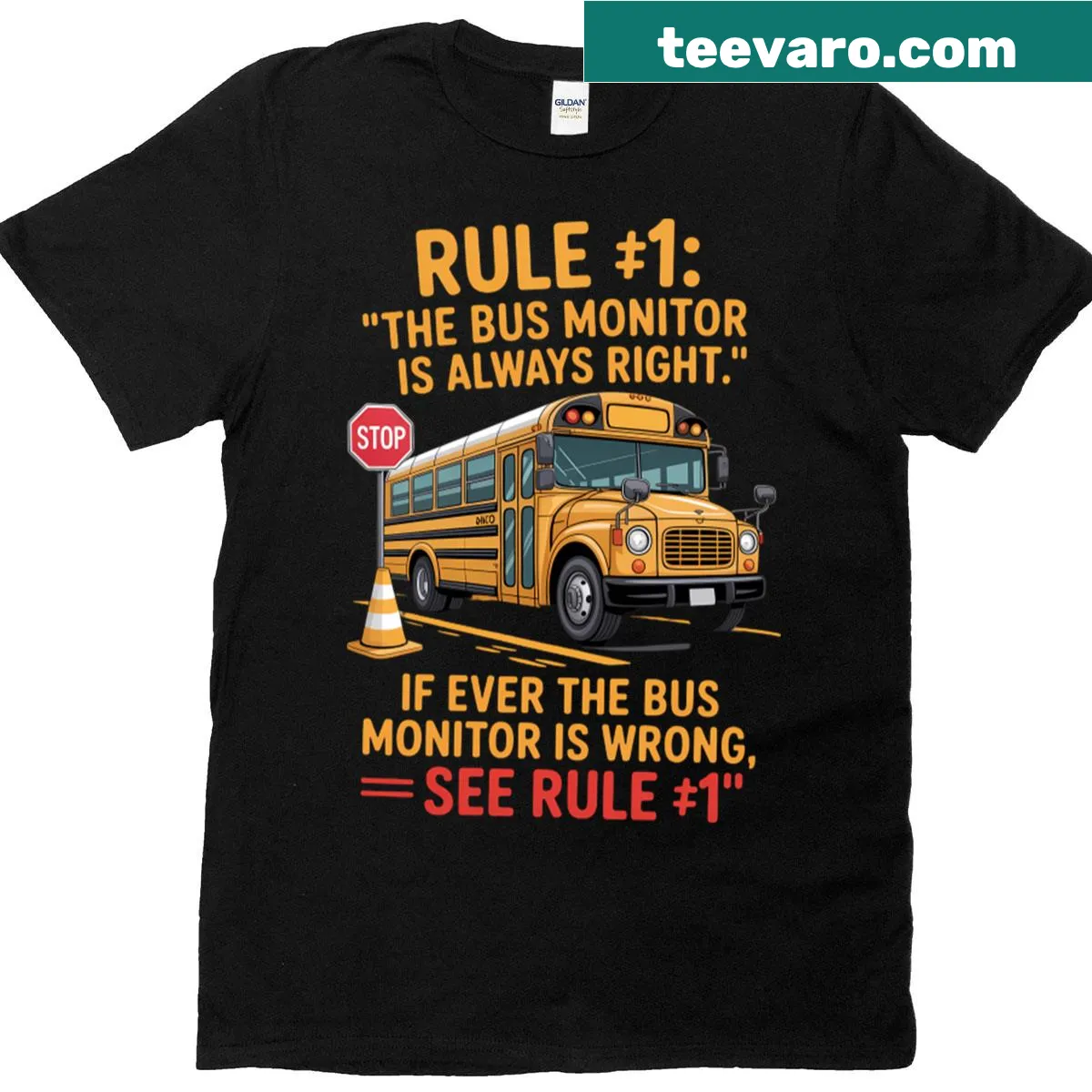 T-shirt celebrating school bus monitors and their role — on a men's t-shirt