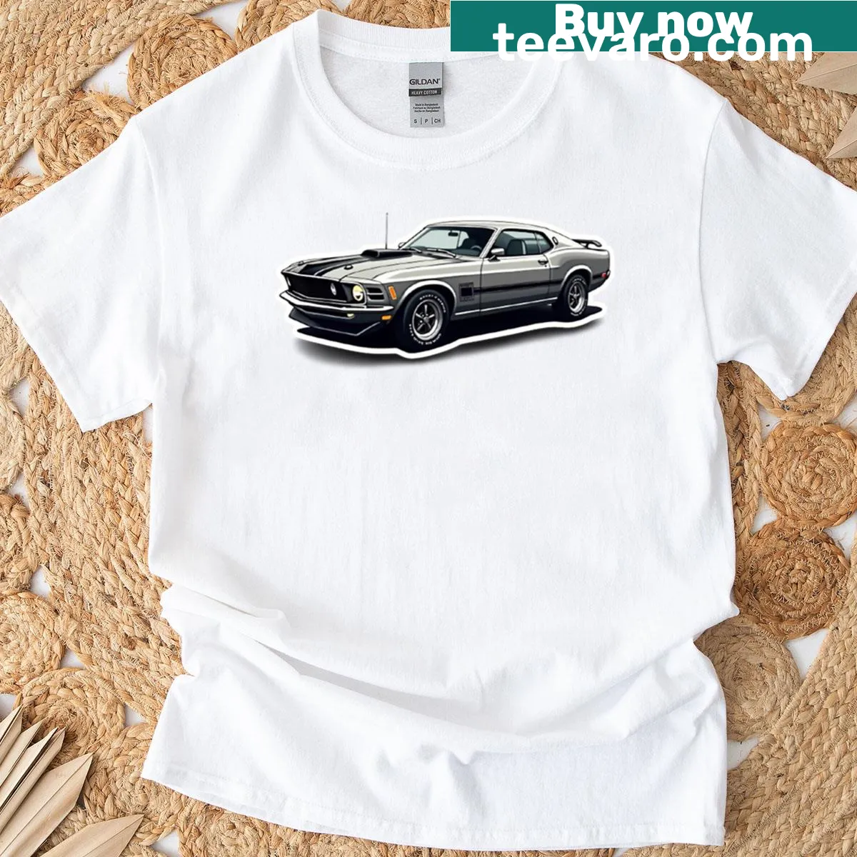 Automotive-themed graphic t-shirt showcasing legendary vehicles — on a men's t-shirt