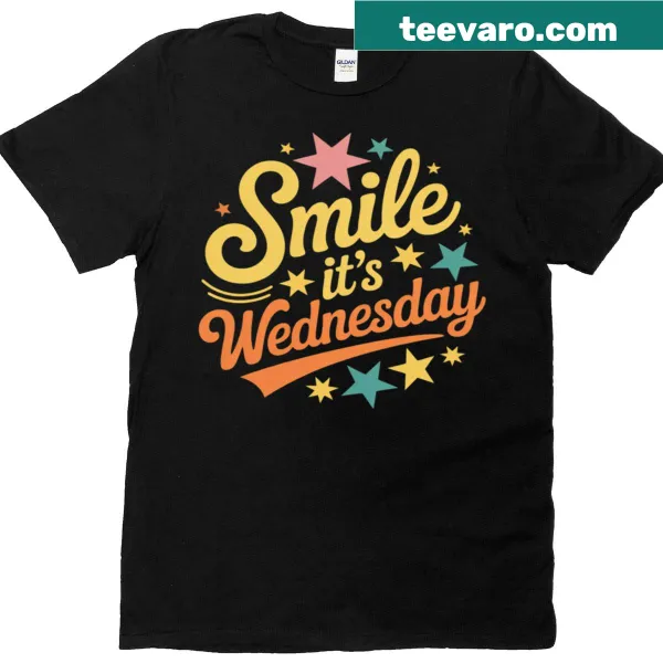 Inspirational teacher t-shirt with 'Smile It's Wednesday' text