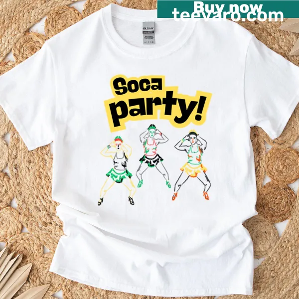 Carnival-themed T-shirt with lively graphics celebrating Soca music