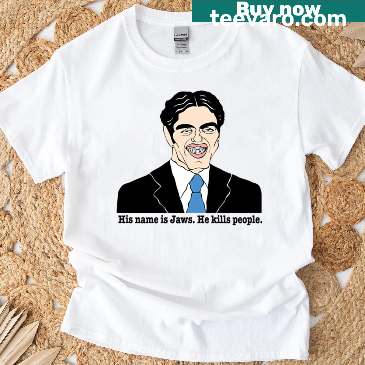Fan art of iconic spy film villains on a stylish T-shirt — on a men's t-shirt