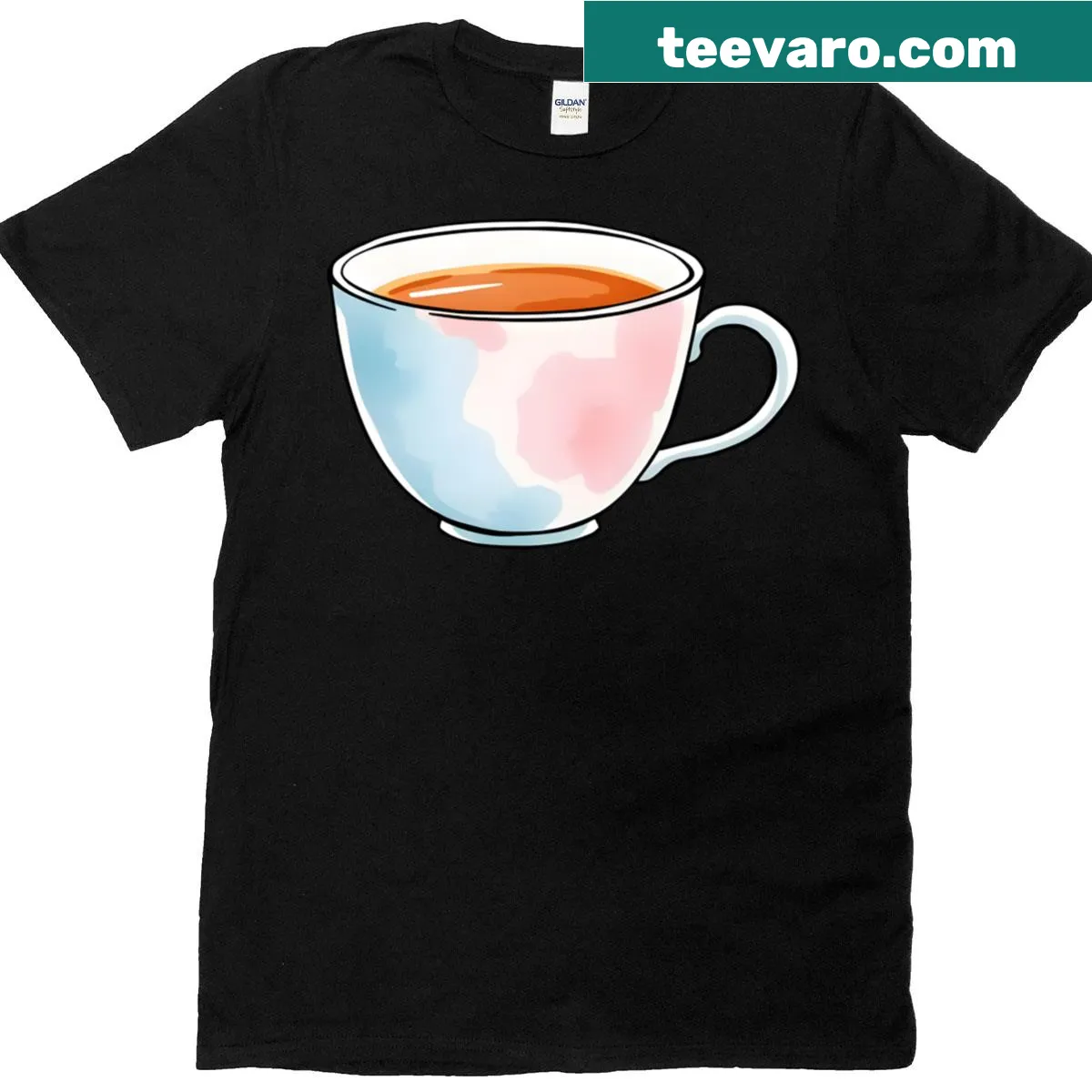 T-shirt featuring a beautifully illustrated tea cup design — on a men's t-shirt