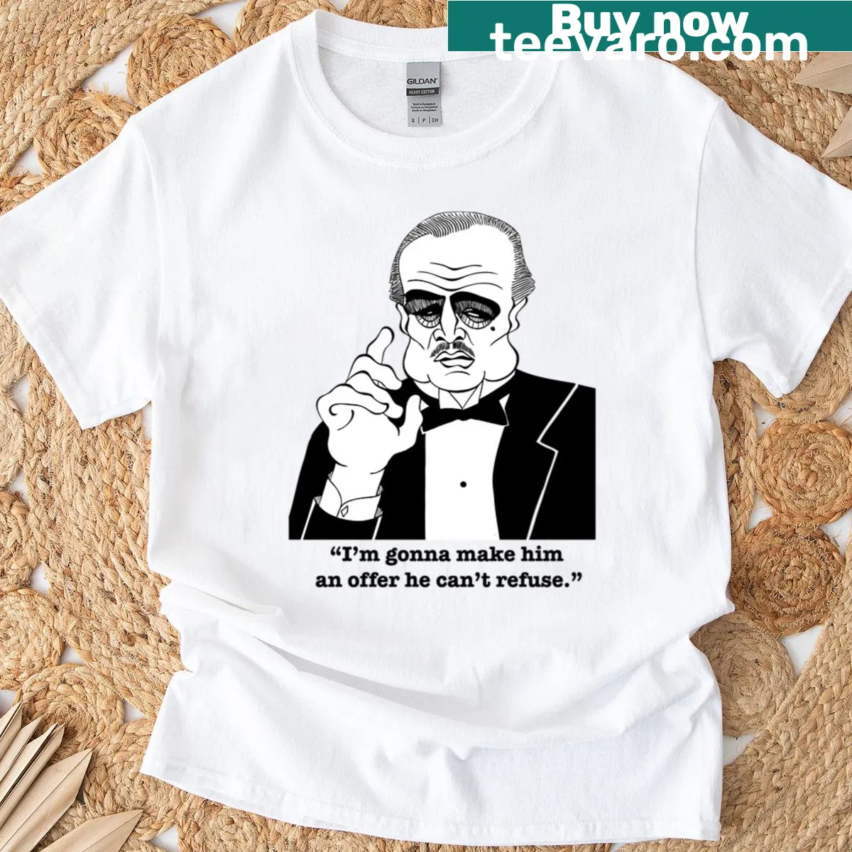 Vintage-inspired fan art of The Godfather on a t-shirt — on a men's t-shirt