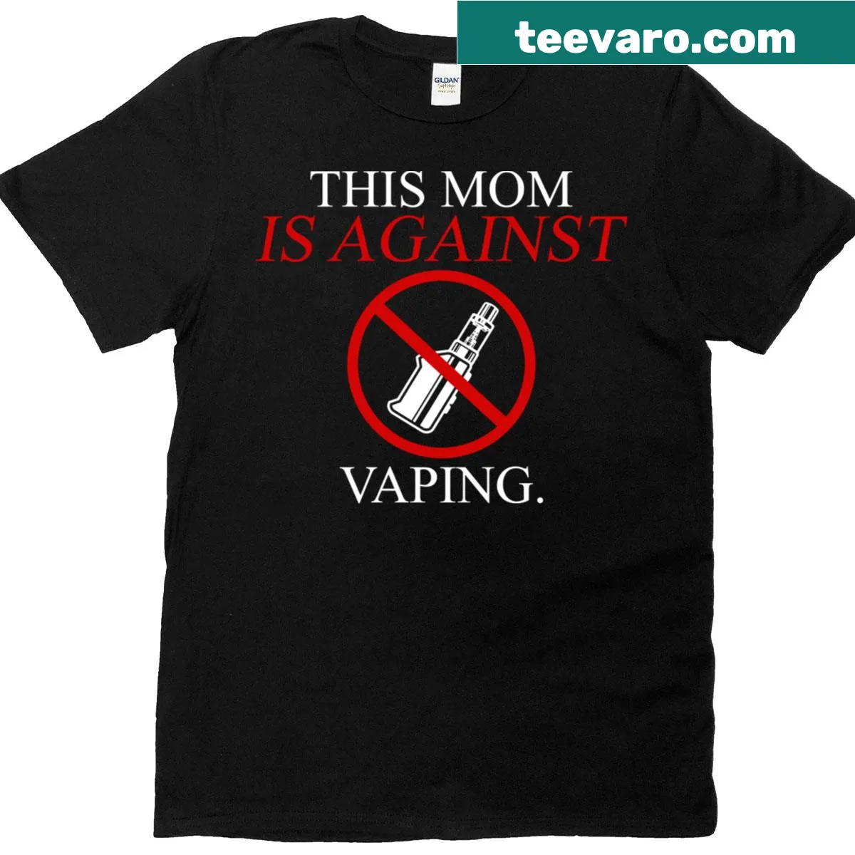 Vintage-style T-shirt stating 'This Mom Is Against Vaping' — on a men's t-shirt