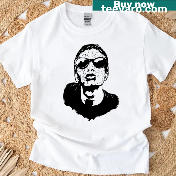Pen drawing of Thom Yorke on a T-shirt celebrating music