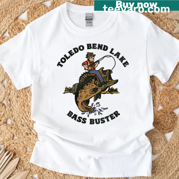 Retro fisherman T-shirt featuring Toledo Bend Lake bass design