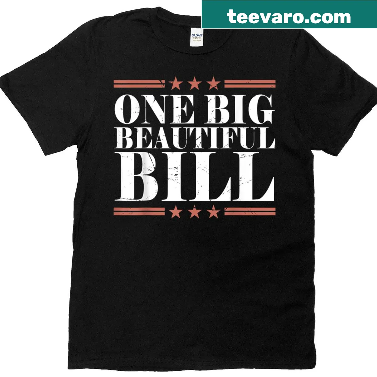 Political T-shirt featuring 'One Big Beautiful Bill' text — on a men's t-shirt