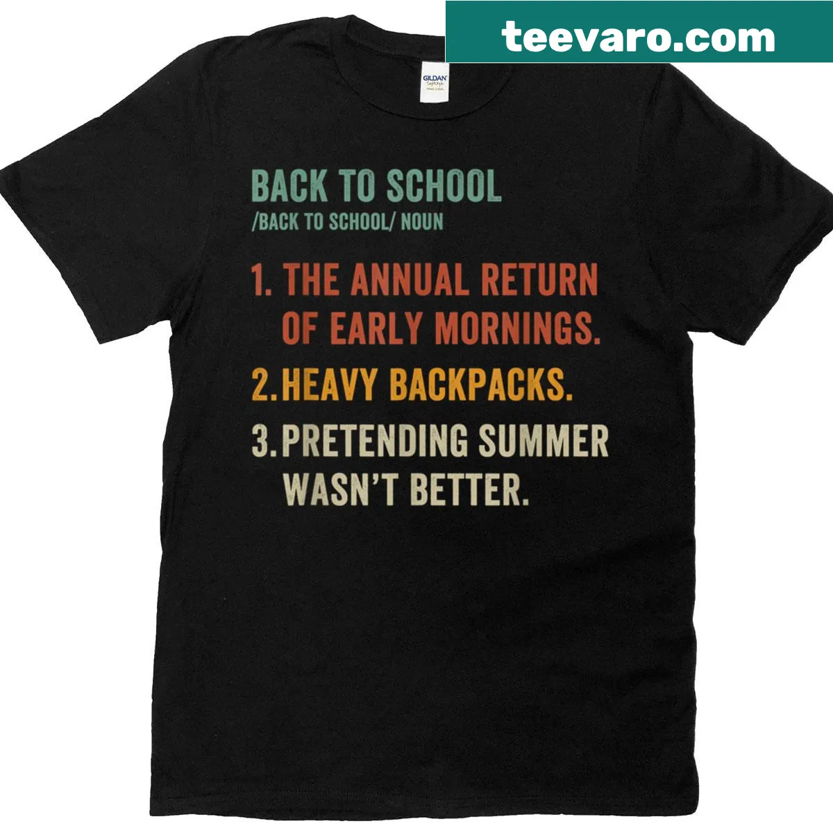 T-shirt with humorous definition of 'Back To School' for teachers — on a men's t-shirt