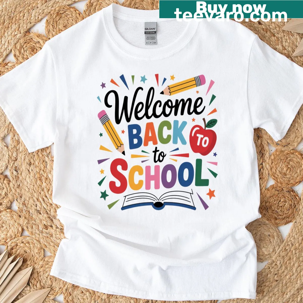 T-shirt with a welcoming back to school phrase — on a men's t-shirt