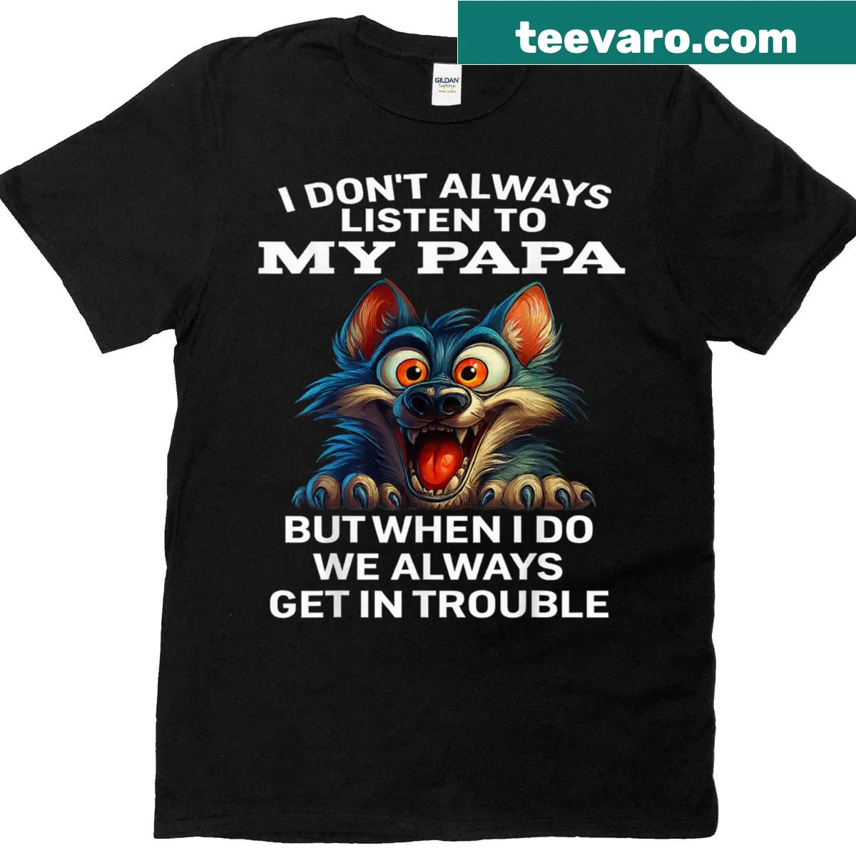 Funny T-shirt for dads with the phrase about listening and wisdom — on a men's t-shirt