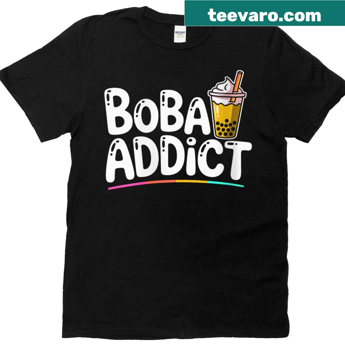 Bubble tea-themed graphic T-shirt with fun typography — on a men's t-shirt