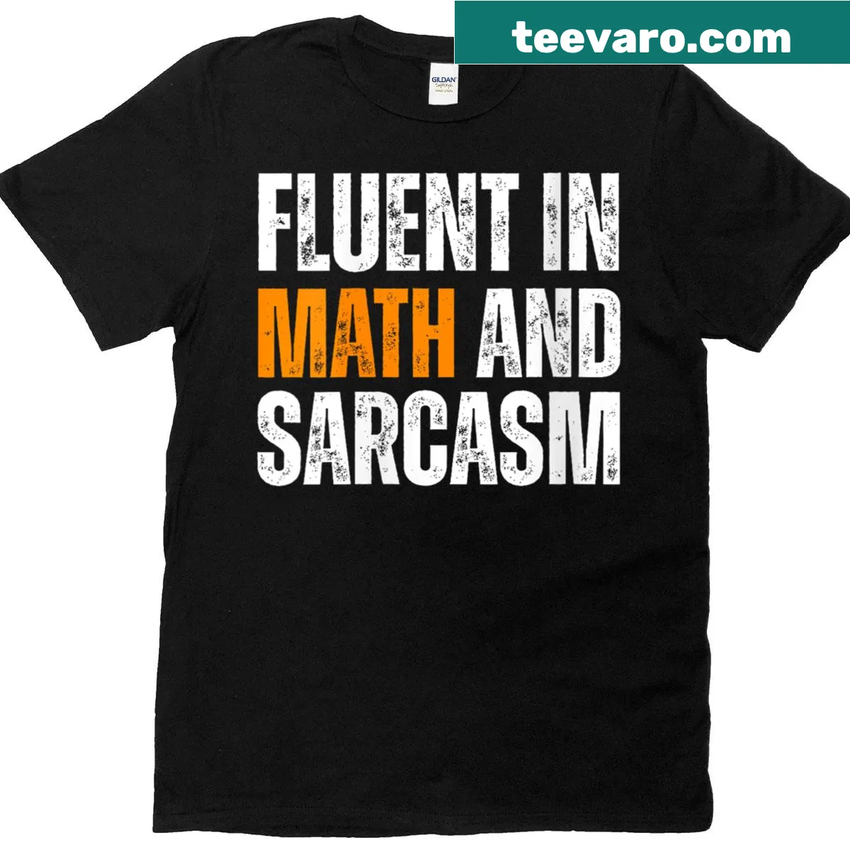 Graphic T-shirt with humorous math and sarcasm themed text — on a men's t-shirt