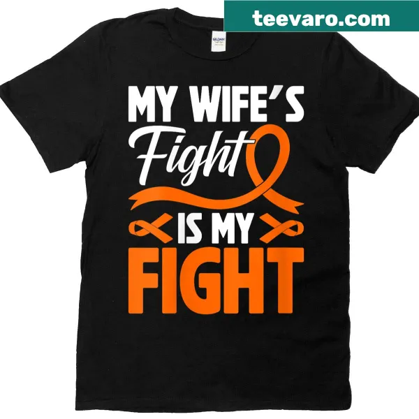 Supportive leukemia awareness t-shirt with orange ribbon and text