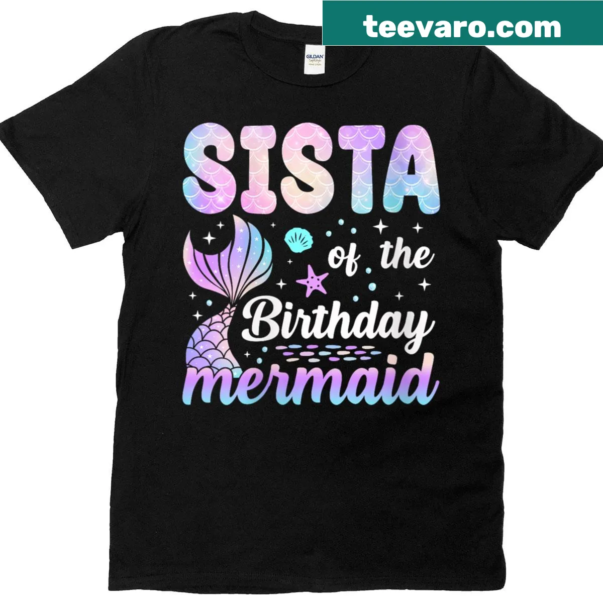 Sista of the Birthday Mermaid t-shirt for family matching — on a men's t-shirt